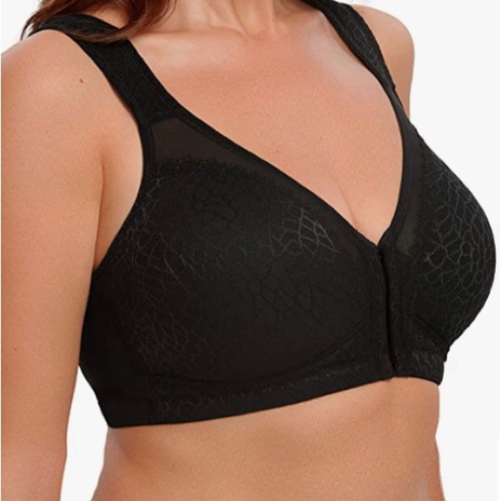 HACI Plus Size Posture Bra Everyday Bra Non Padded(Black,44D)